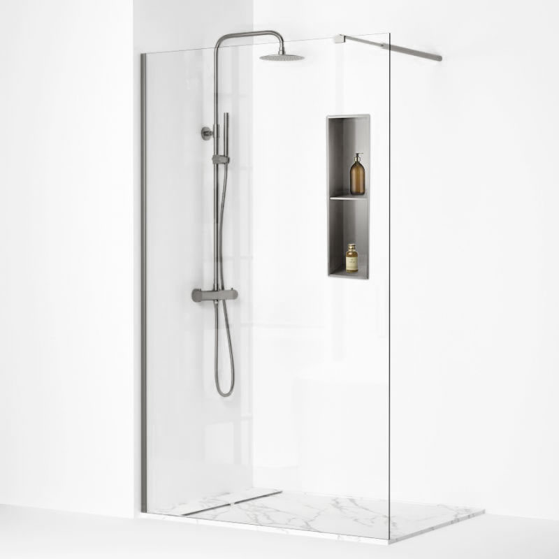 Niche murale avec étagère inox, 70,5x20,5 cm, inox brossé, Châtelet