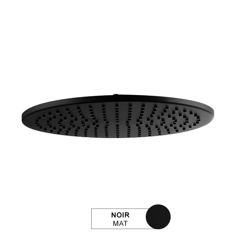 Pomme de douche ronde noir mat, 25 cm