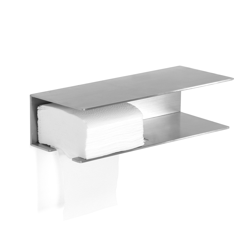 Distributeur de papier avec tablette, inox brossé, Châtelet
