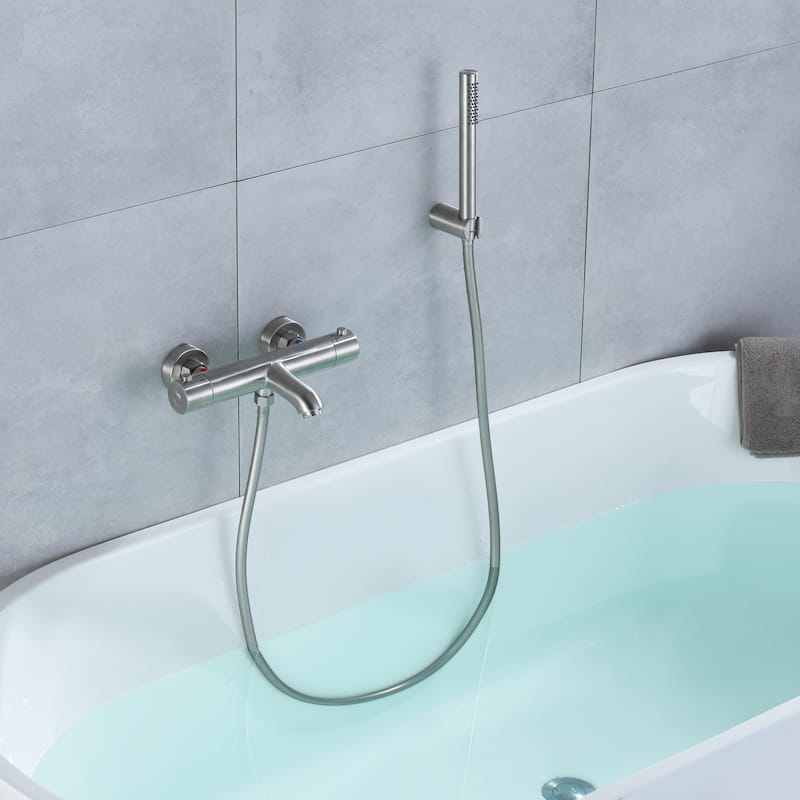 Mitigeur thermostatique bain-douche, inox brossé, Châtelet