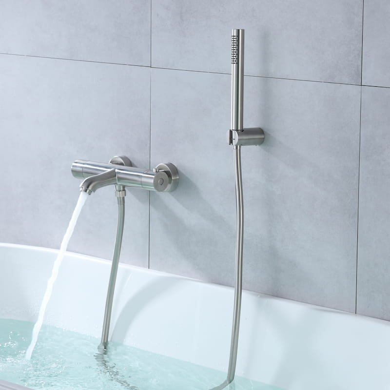 Mitigeur thermostatique bain-douche, inox brossé, Châtelet