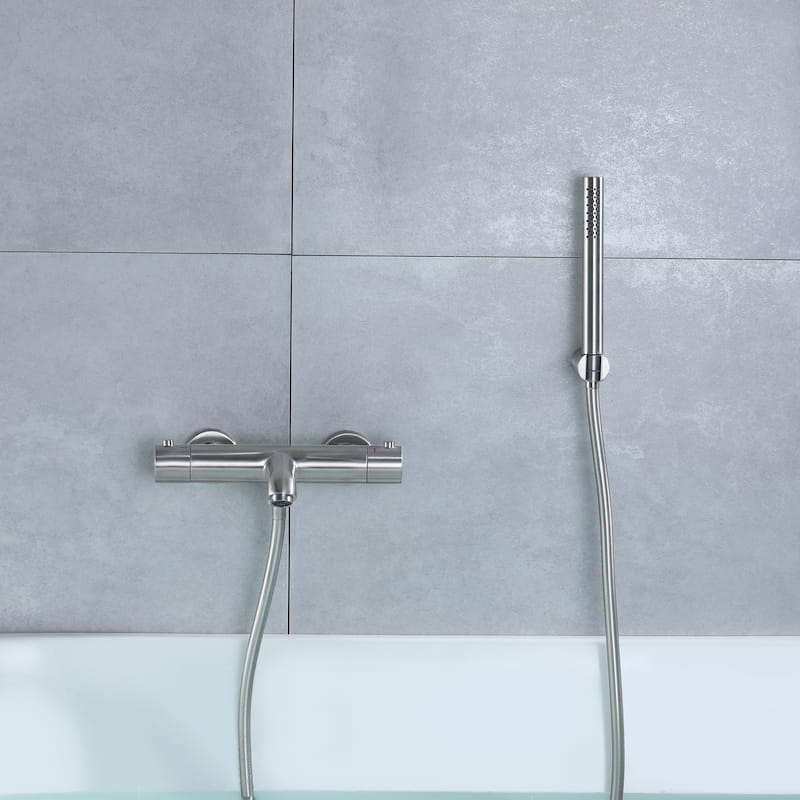Mitigeur thermostatique bain-douche, inox brossé, Châtelet