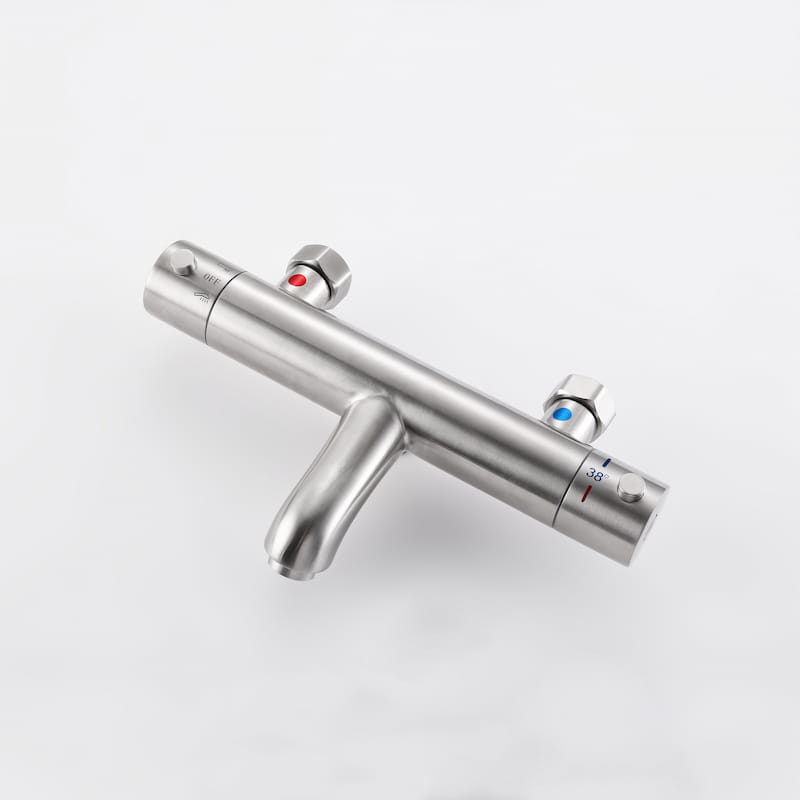 Mitigeur thermostatique bain-douche, inox brossé, Châtelet
