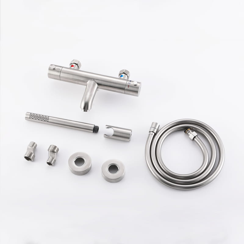 Mitigeur thermostatique bain-douche, inox brossé, Châtelet