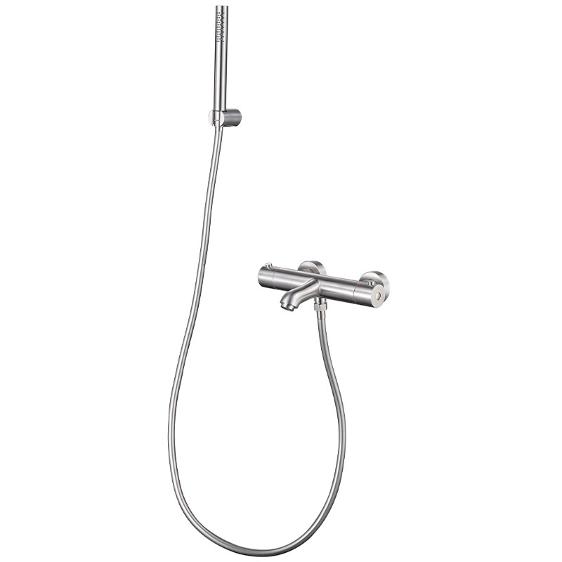 Mitigeur thermostatique bain-douche, inox brossé, Châtelet