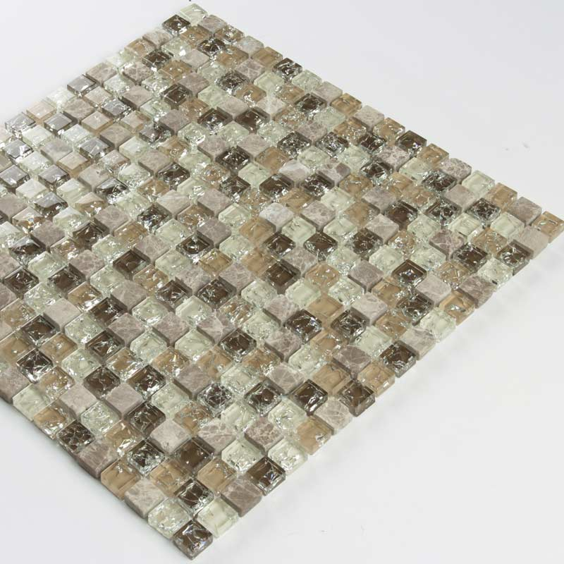 Mosaïque verre et cristal taupe, 30,5x30,5 cm, City Mix Brown