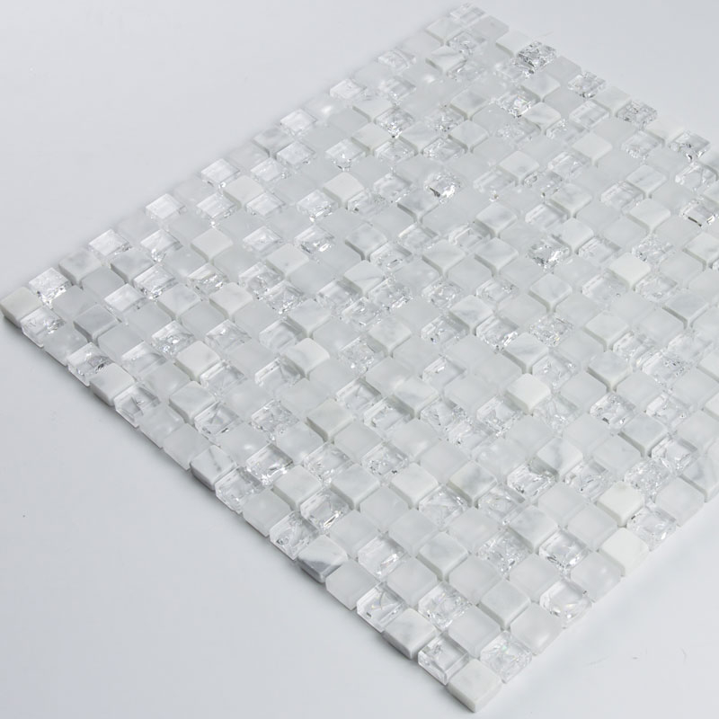 Mosaïque verre et cristal blanche, 30,5x30,5 cm, City Mix White