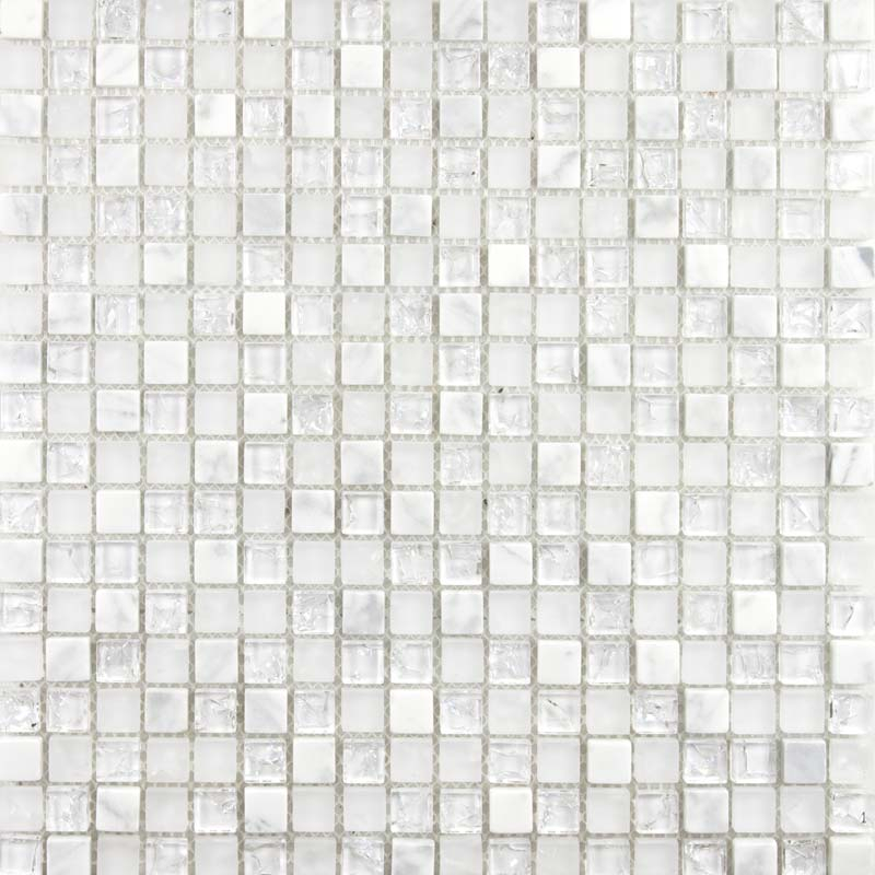 Mosaïque verre et cristal blanche, 30,5x30,5 cm, City Mix White
