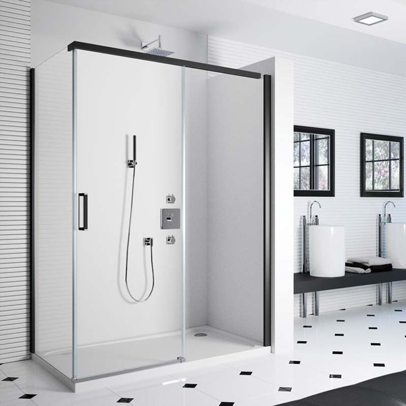Cabine de douche coulissante Colors Black Matt, 120 à 140 cm