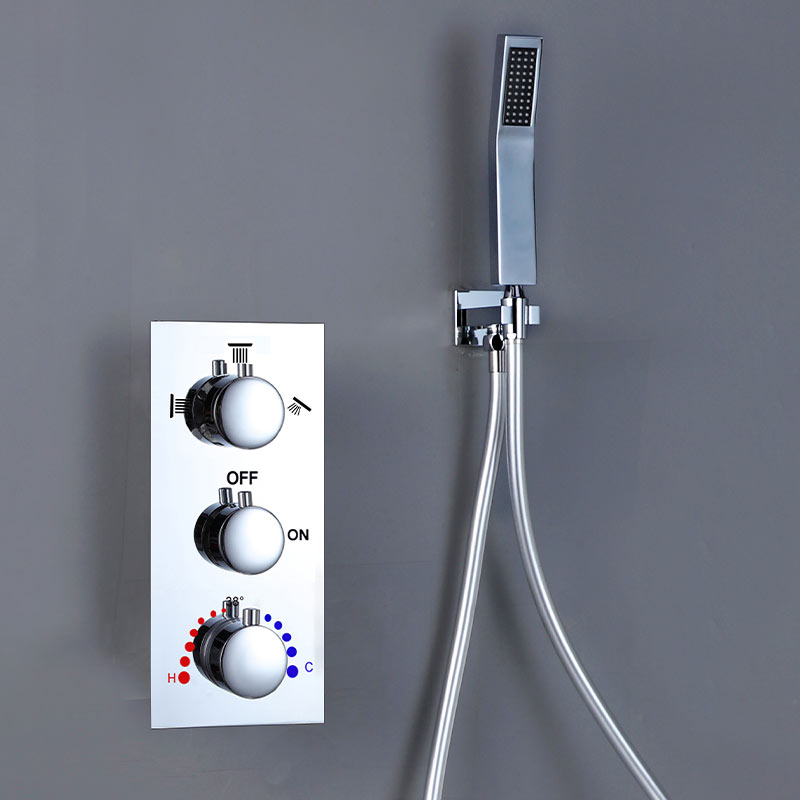 Composition de douche thermostatique, ciel de pluie 40x40 cm avec chromothérapie, Chrome, Colours