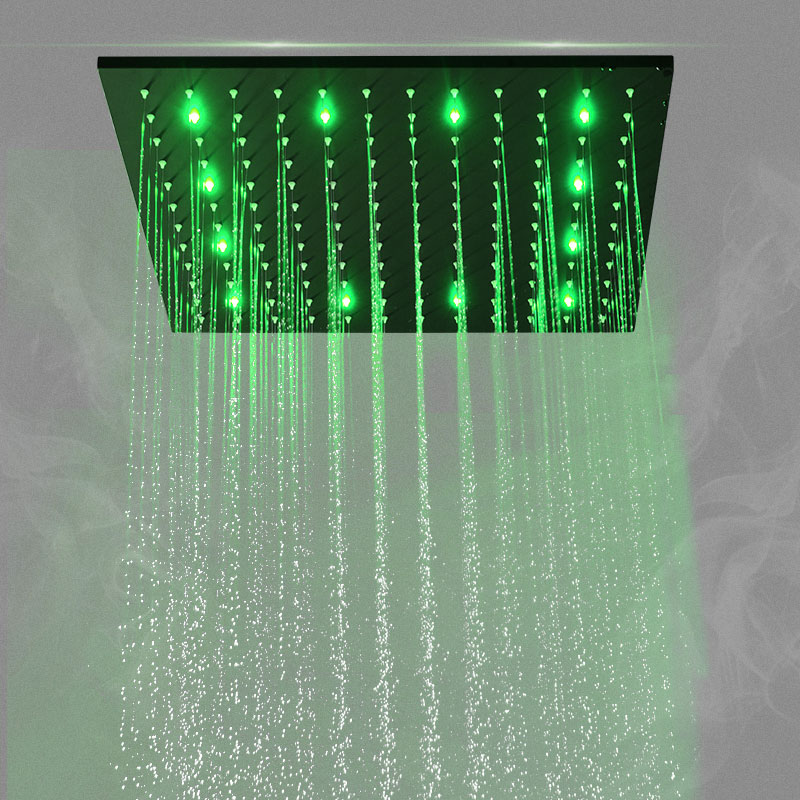 Composition de douche thermostatique, ciel de pluie 40x40 cm avec chromothérapie, Noir, Colours