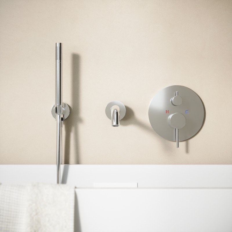 Composition mitigeur bain douche encastré chromé, Châtelet