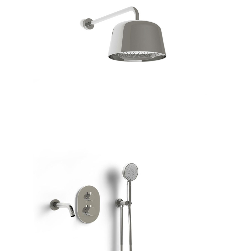 Composition bain douche thermostatique encastrée, chrome, Châtelet