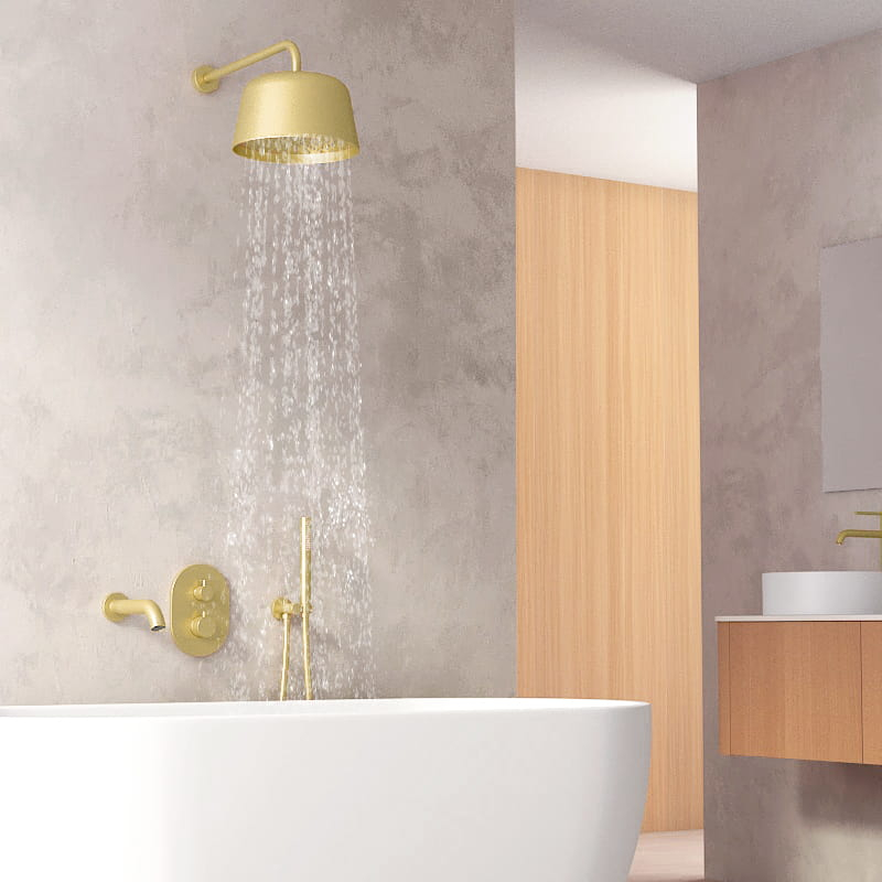 Composition bain douche thermostatique encastrée doré brossé, Châtelet