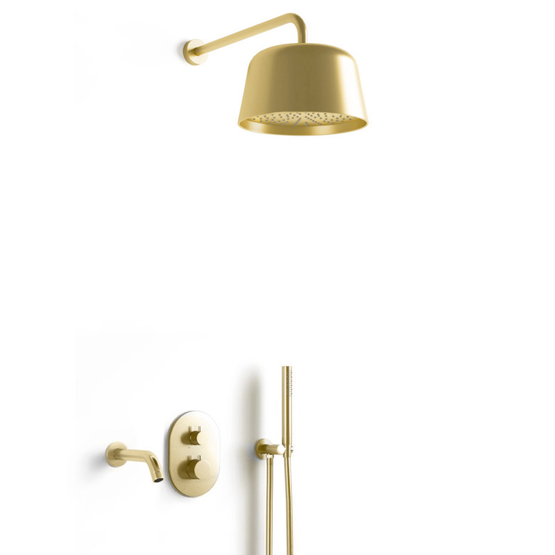 Composition bain douche thermostatique encastrée doré brossé, Châtelet