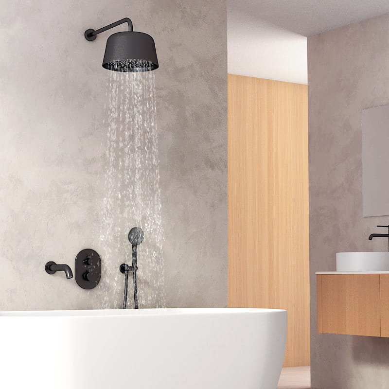 Composition bain douche thermostatique encastrée noir brossé, Châtelet