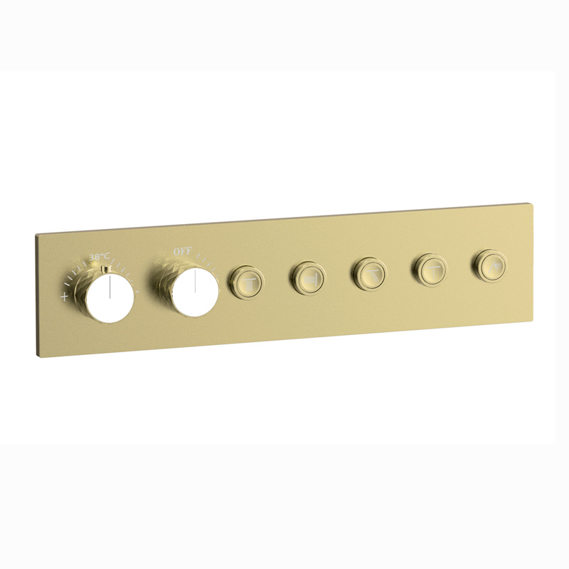 Douche thermostatique, ciel de douche ronde et douches épaules, doré brossé Châtelet