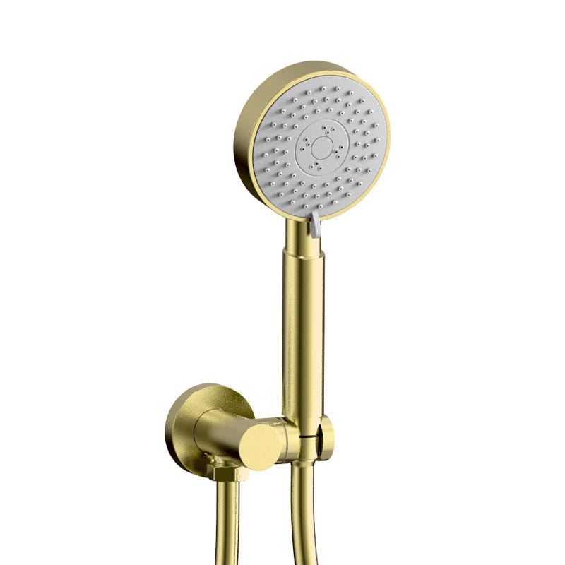 Douche thermostatique, ciel de douche ronde et douches épaules, doré brossé Châtelet