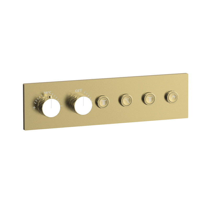 Douche thermostatique, 3 douches épaules hydromassantes, doré brossé, Châtelet