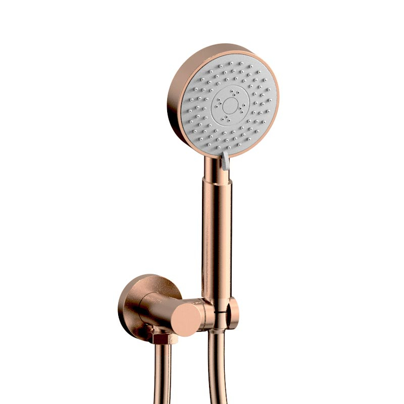 Douche thermostatique, ciel de douche ronde et douches épaules, doré rose brossé Châtelet
