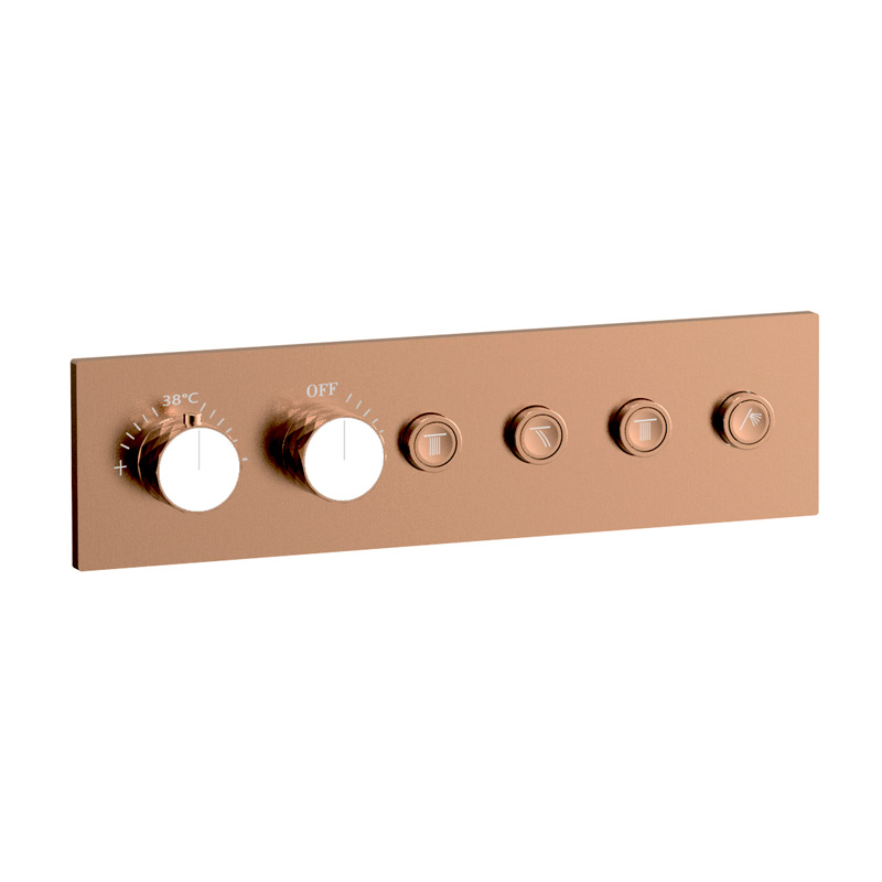 Douche thermostatique, 3 douches épaules hydromassantes, doré rose brossé, Châtelet