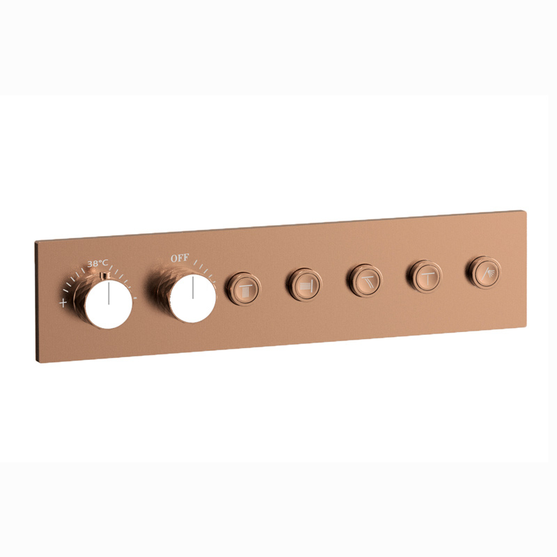 Douche thermostatique, ciel de douche carré et douches épaules, doré rose brossé Châtelet