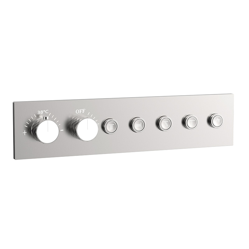Douche thermostatique, ciel de douche rond et douches épaules, inox brossé Châtelet