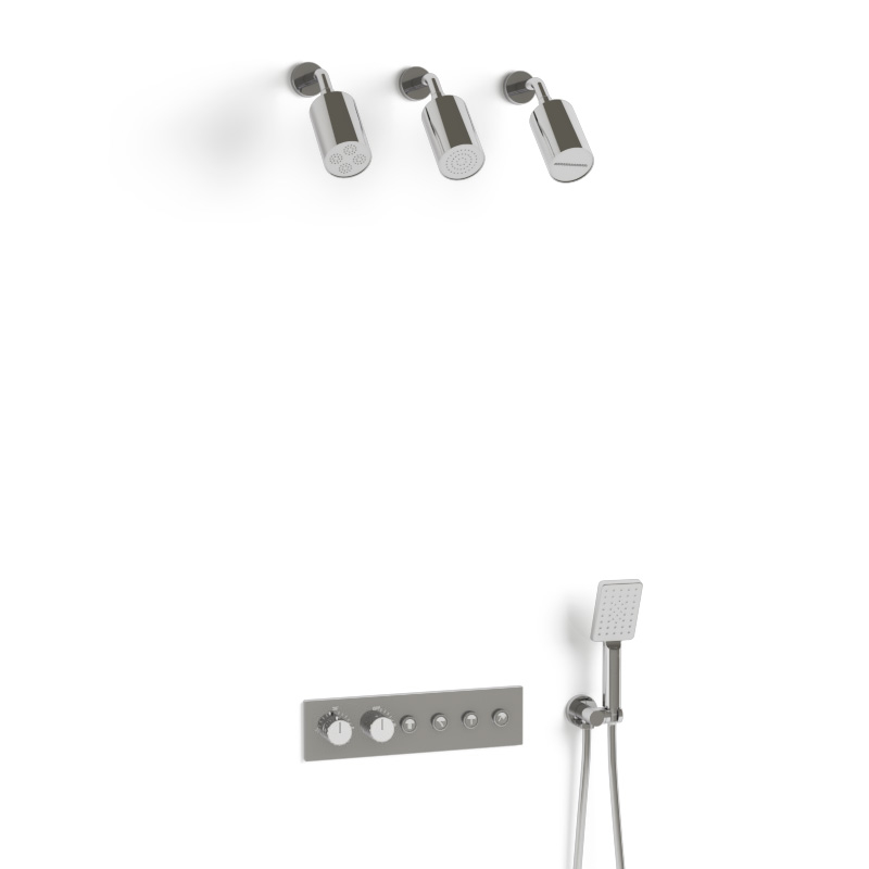 Douche thermostatique, 3 douches épaules hydromassantes, chromé Châtelet