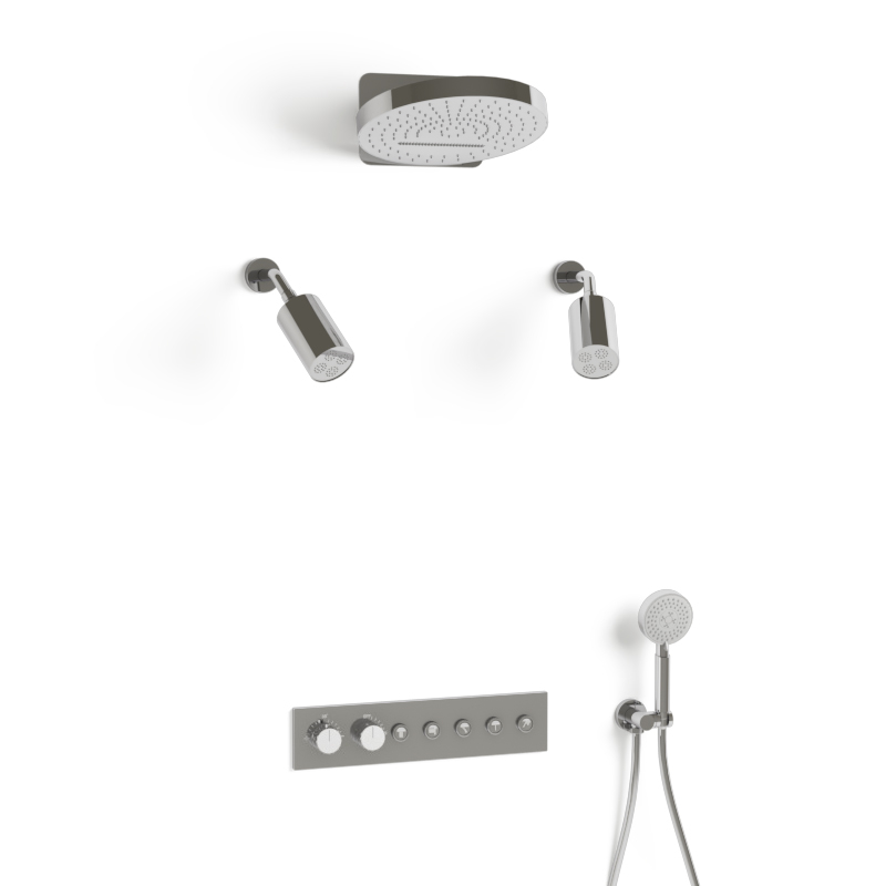 Douche thermostatique, ciel de douche rond et douches épaules, chromé Châtelet