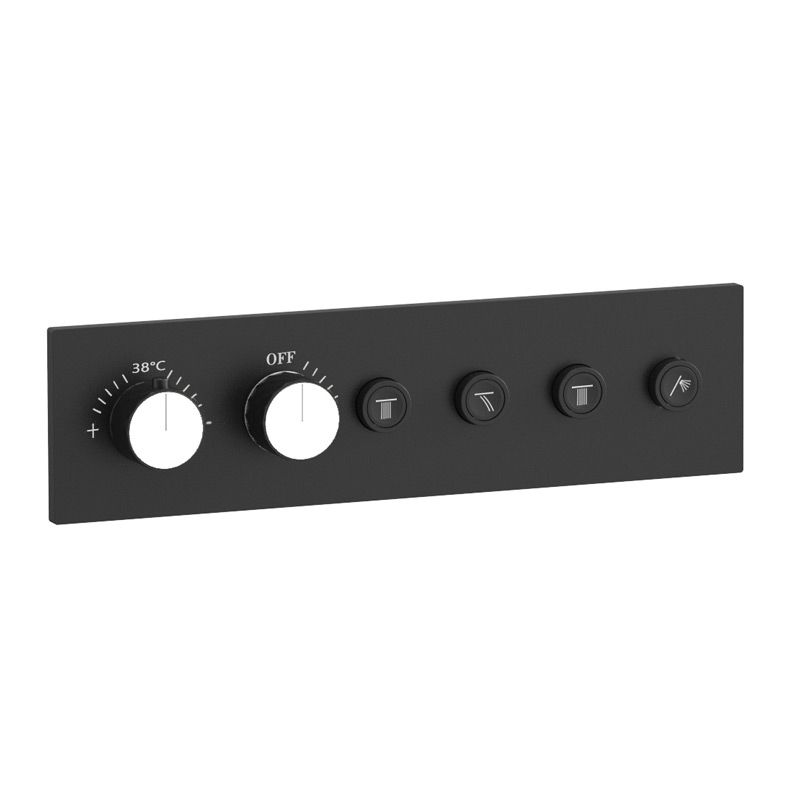 Douche thermostatique, 3 douches épaules hydromassantes, noir, Châtelet