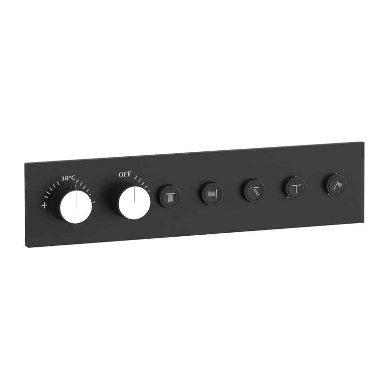 Douche thermostatique, ciel de douche ronde et douches épaules, noir Châtelet