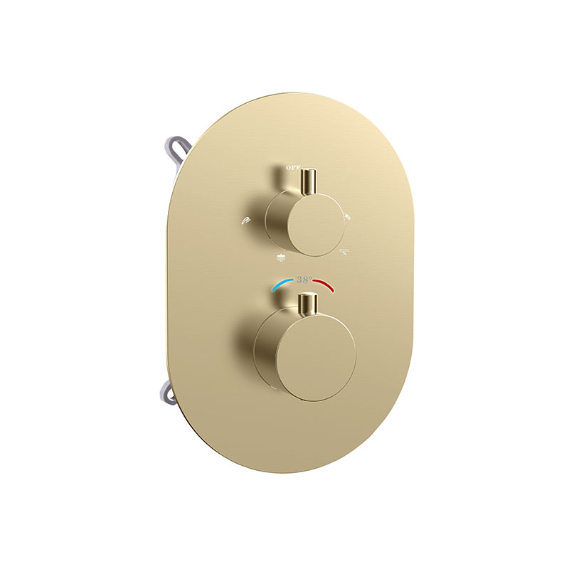Composition de douche thermostatique avec ciel de pluie encastré doré brossé, Châtelet