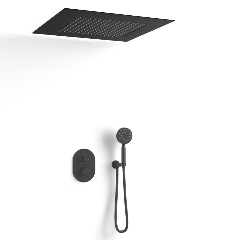 Composition de douche thermostatique avec ciel de pluie encastré noir mat, Châtelet