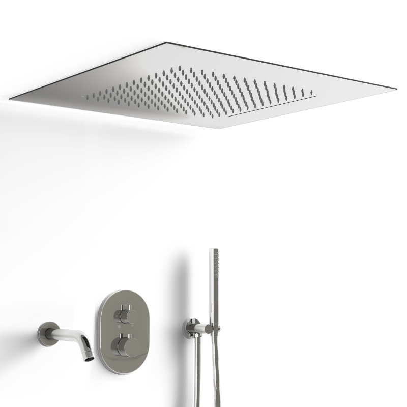 Composition bain-douche thermostatique avec ciel de pluie encastré chromé, Châtelet