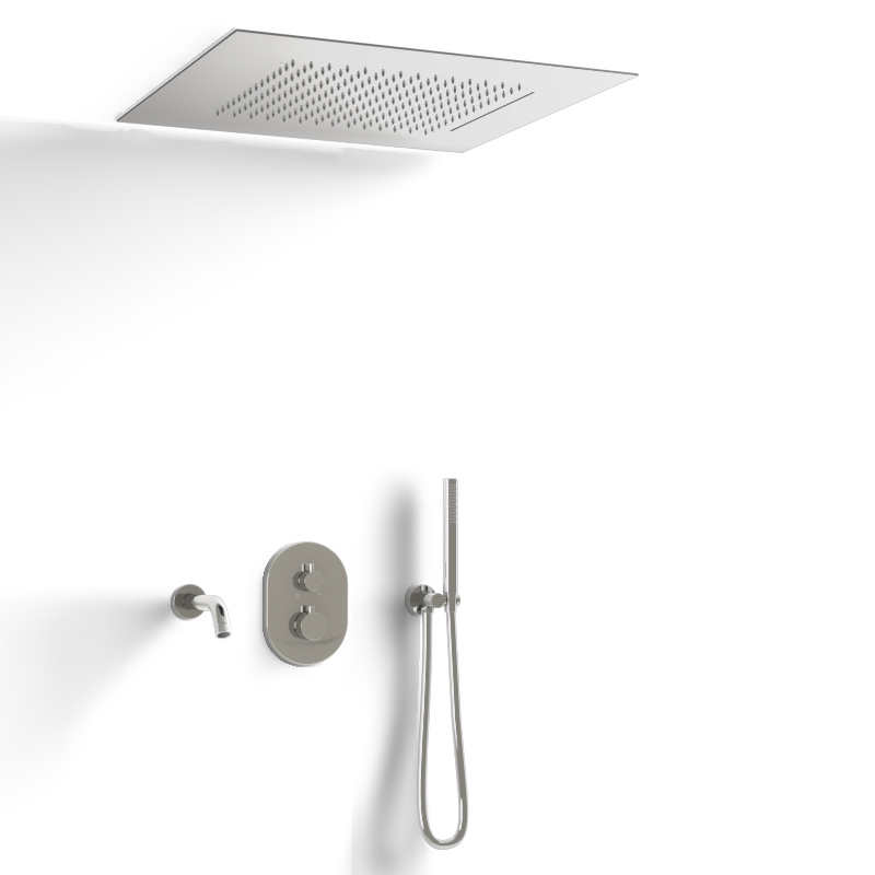 Composition bain-douche thermostatique avec ciel de pluie encastré chromé, Châtelet
