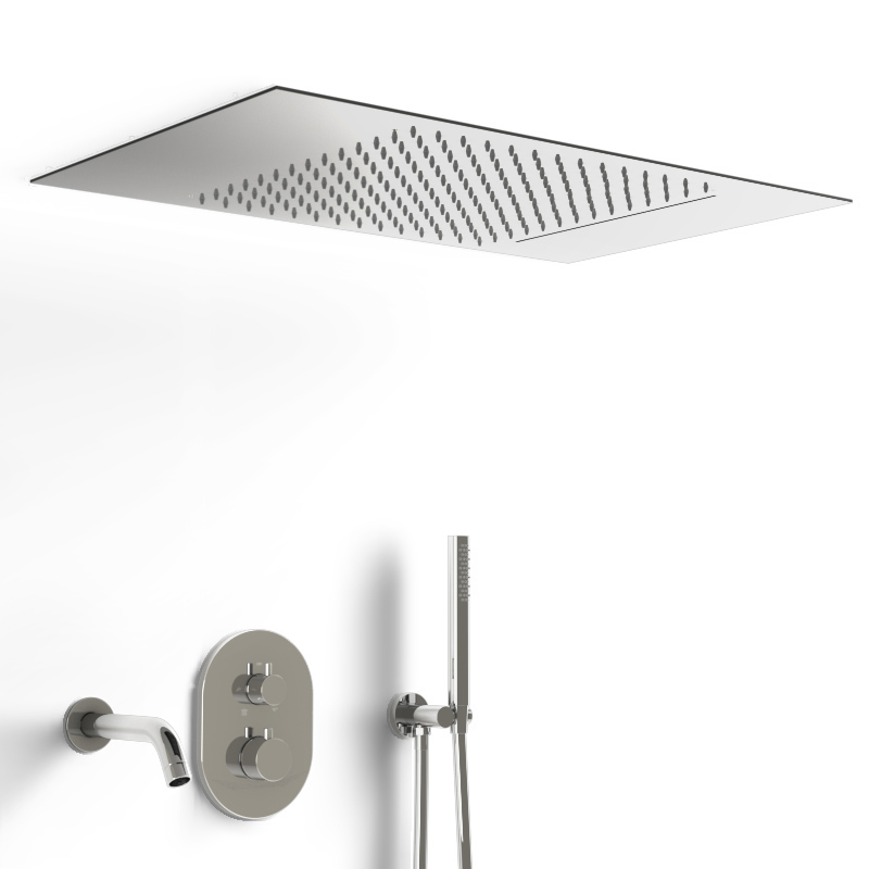 Composition bain-douche thermostatique avec ciel de pluie encastré chromé, Châtelet
