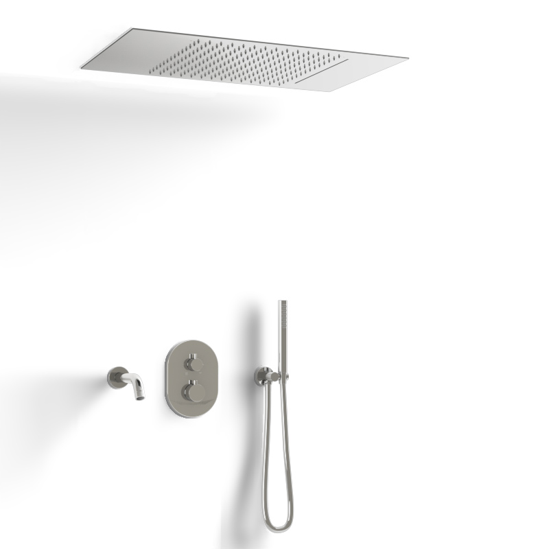 Composition bain-douche thermostatique avec ciel de pluie encastré chromé, Châtelet