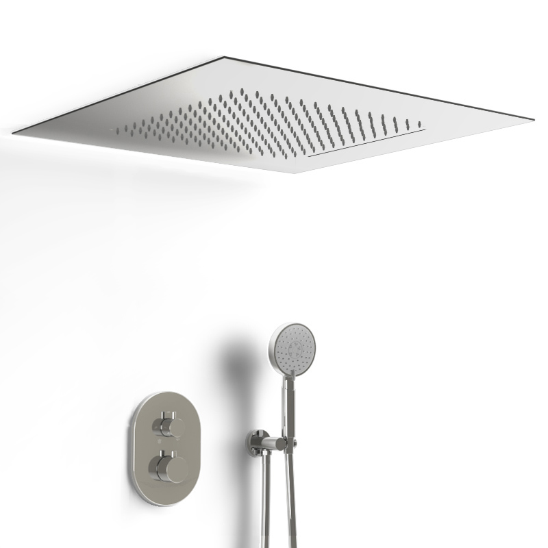 Composition de douche thermostatique avec ciel de pluie encastré chromé, Châtelet