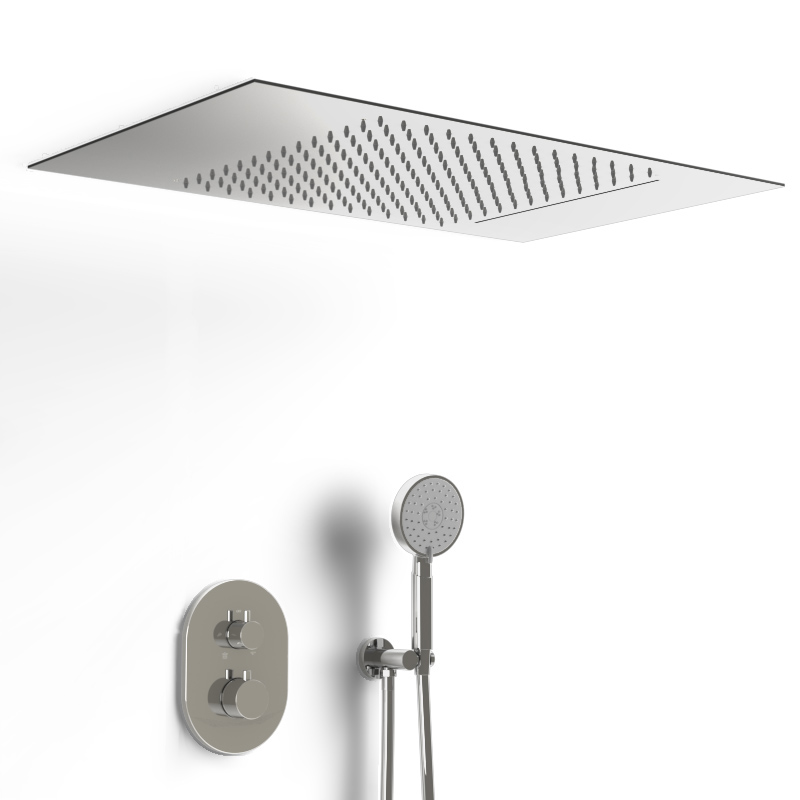 Composition de douche thermostatique avec ciel de pluie encastré chromé, Châtelet