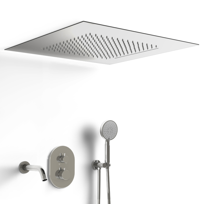 Composition bain-douche thermostatique avec ciel de pluie encastré chromé, Châtelet