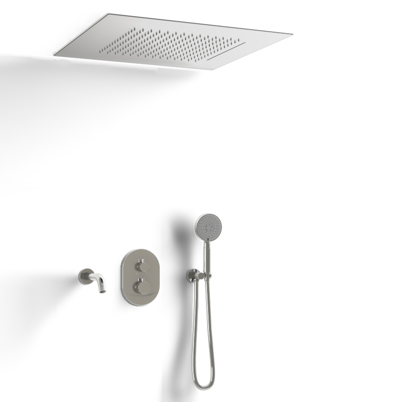 Composition bain-douche thermostatique avec ciel de pluie encastré chromé, Châtelet