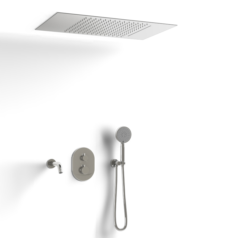 Composition bain-douche thermostatique avec ciel de pluie encastré chromé, Châtelet