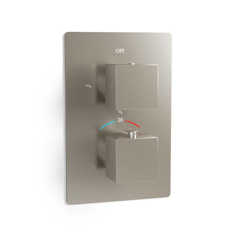 Composition mitigeur bain-douche thermostatique encastré inox brossé, Tuileries