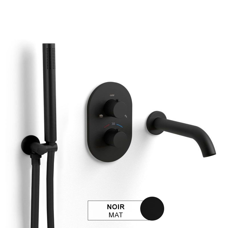 Composition mitigeur bain douche thermostatique encastré noir, Châtelet