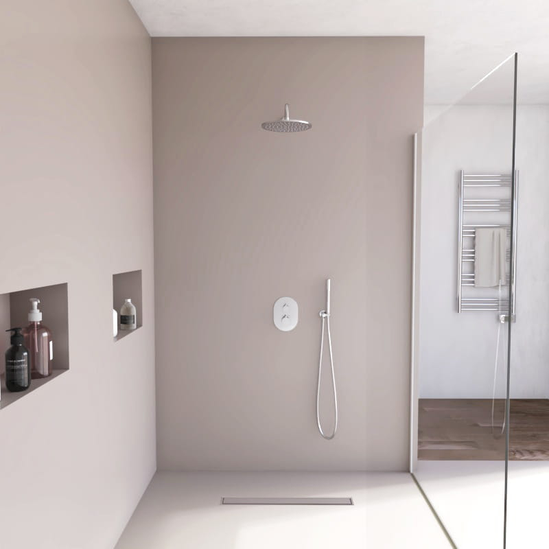 Composition mitigeur de douche thermostatique encastré chromé, Châtelet