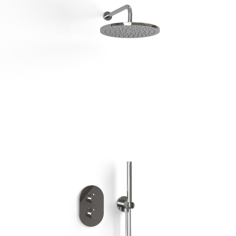 Composition mitigeur de douche thermostatique encastré chromé, Châtelet
