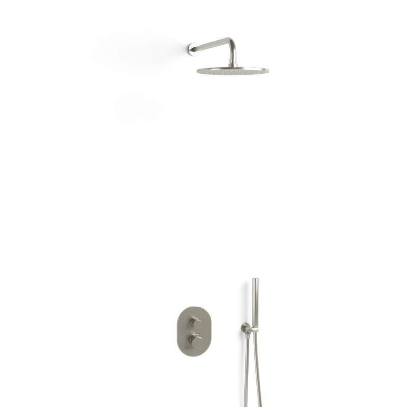 Composition mitigeur de douche thermostatique encastré inox brossé, Châtelet
