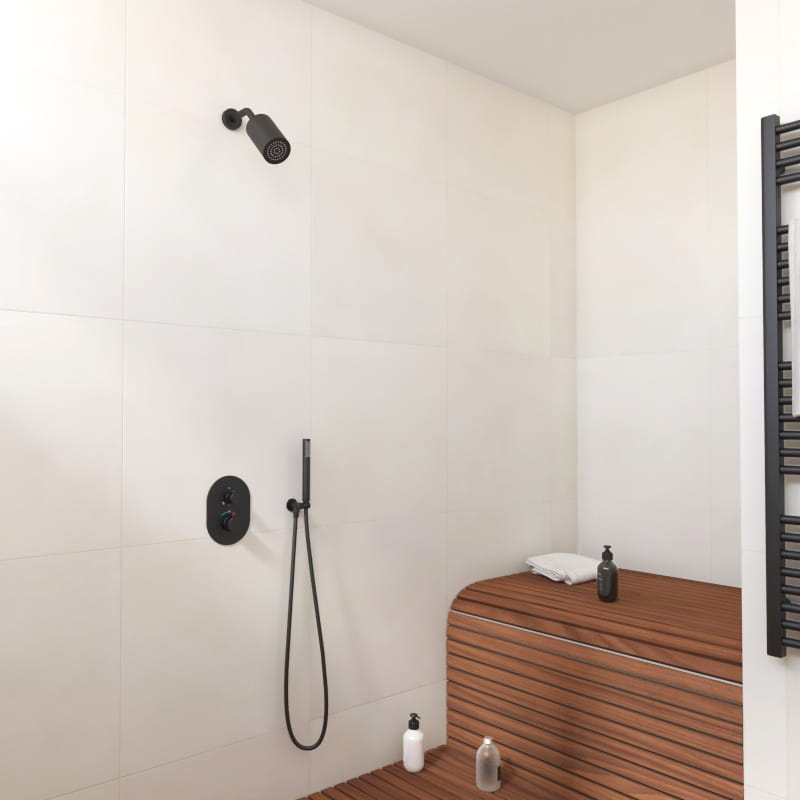 Douche thermostatique, douche épaule, noir, Châtelet
