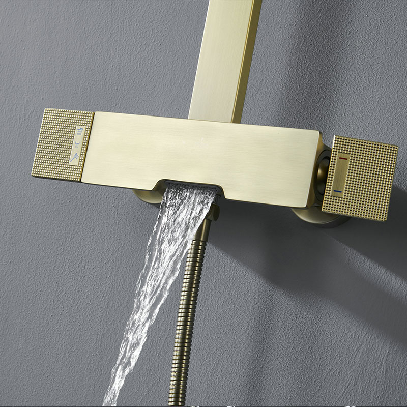 Colonne de douche avec mitigeur mécanique, doré mat, Slim, Concorde