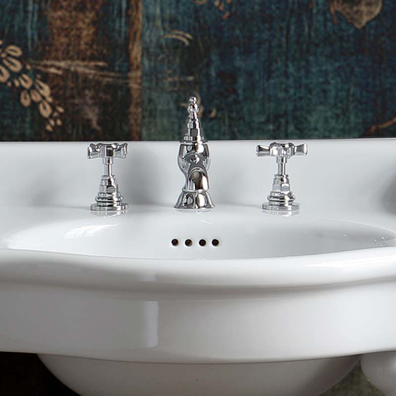 Console lavabo double vasque, 3 troues, 120 cm, Queen